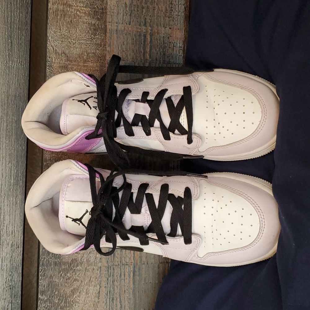 Nike Air Jordan Kids' Pink and White High-Top Sneakers